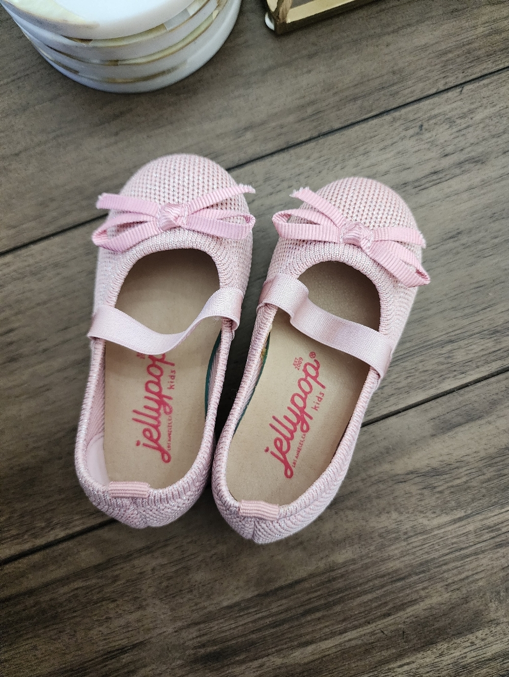 Jellypop Girls Light Pink Knit Mary Jane Ballet Flats Size 6 Toddler